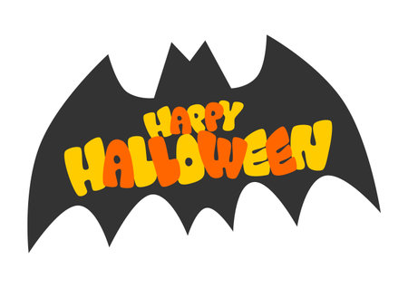 Halloween bats and retro pop typography. Vector illustration. White background.のイラスト素材