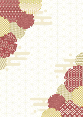 Vector illustration of traditional Japanese pattern. Red and gold pattern. For backgrounds, wallpapers, wrapping paper and fabrics.のイラスト素材