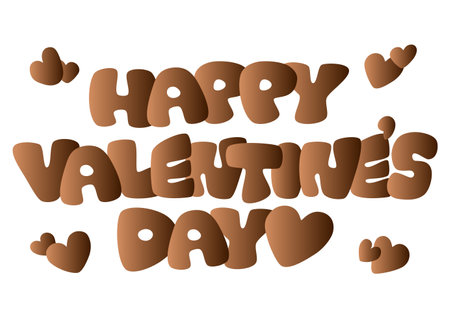 Valentine's Day retro pop typography. Vector illustration. Chocolate colored letters. White background.のイラスト素材