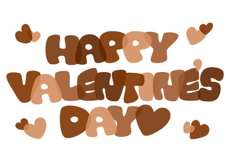 Valentine's Day retro pop typography. Vector illustration. Chocolate colored letters. White background.のイラスト素材