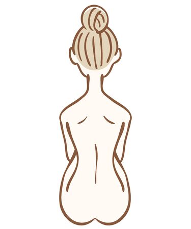 Back view of sitting nude womanのイラスト素材