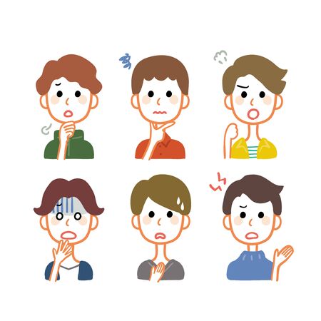 Variations of facial expressions of multiple menのイラスト素材