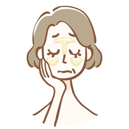 Middle aged woman with oily skinのイラスト素材