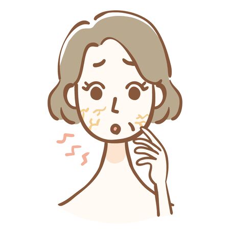 Middle aged woman with dry skinのイラスト素材