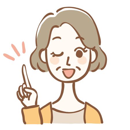 Illustration of middle-aged woman giving adviceのイラスト素材