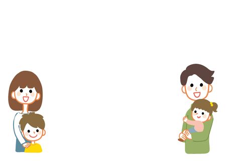 Happy family frame illustration. The empty part is copy space.のイラスト素材