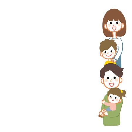 Happy family frame illustration. The empty part is copy space.のイラスト素材