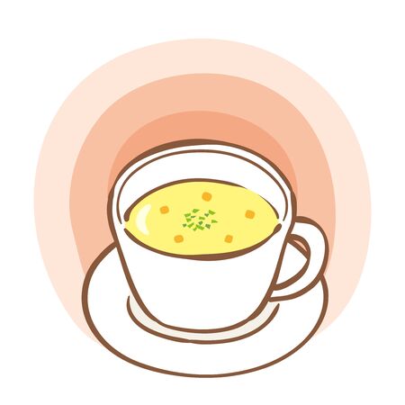 Illustration of corn soup in a soup plateのイラスト素材