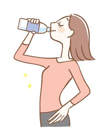 Illustration of a woman drinking drinking waterのイラスト素材