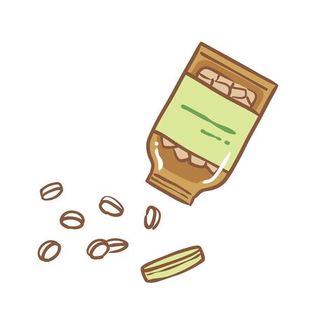 Illustration taking out a medicine from a bottleのイラスト素材
