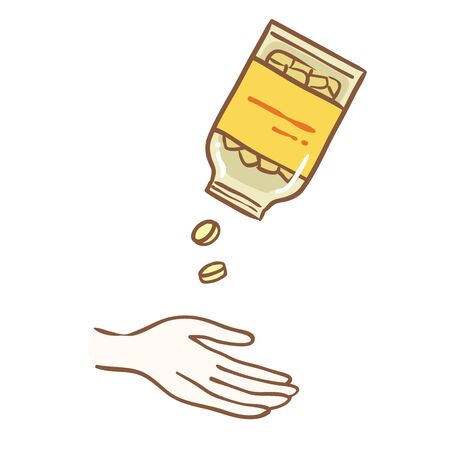 Illustration taking out a medicine from a bottleのイラスト素材