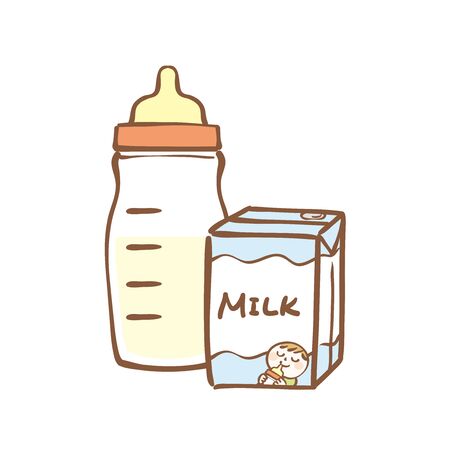 Illustration of baby bottle with liquid milkのイラスト素材