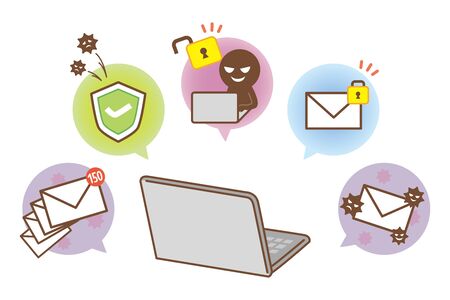 Illustration of security management of personal computerのイラスト素材