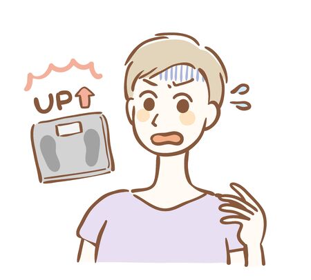 Illustration of a man who gained weightのイラスト素材