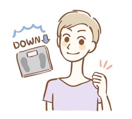 Illustration of a man who lost weightのイラスト素材