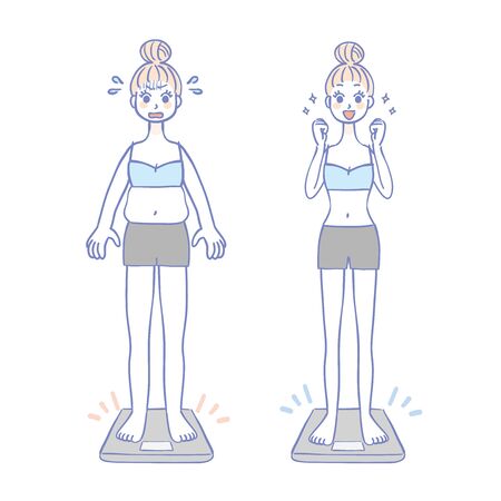 Illustration of before and after dietのイラスト素材