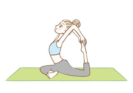 Illustration of a woman doing yoga.のイラスト素材