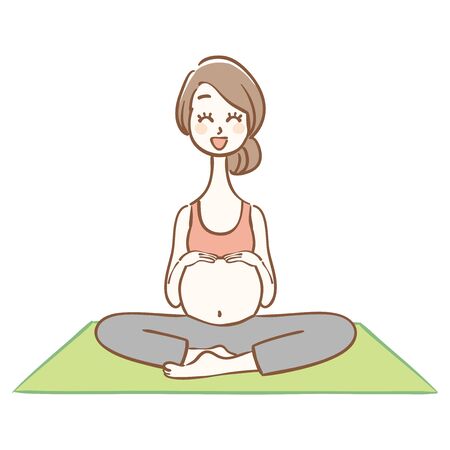 Illustration of a pregnant woman doing yogaのイラスト素材