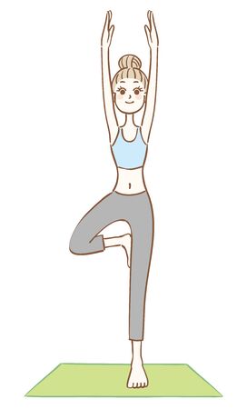 Illustration of a woman doing yoga.のイラスト素材