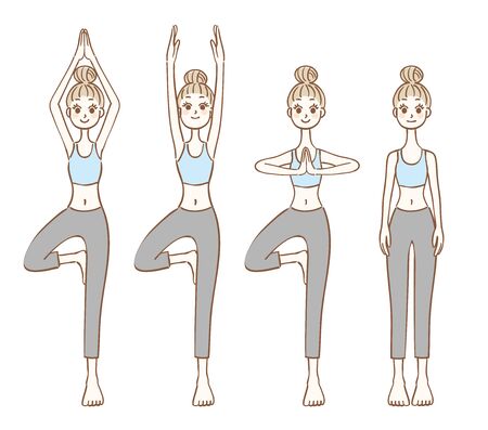 It is an illustration set of a yoga woman.のイラスト素材