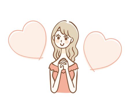 Woman and heart shaped text spaceのイラスト素材