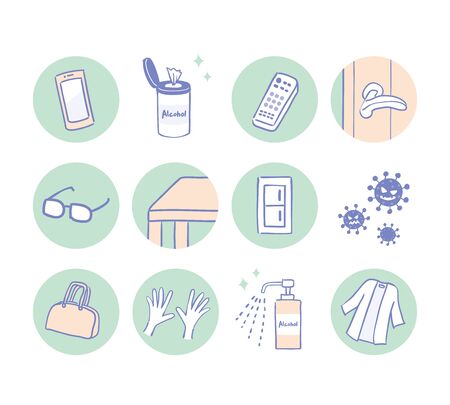 Bacteria dirty place and sterilization iconのイラスト素材