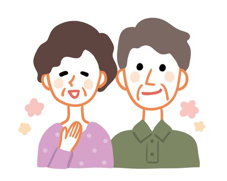 Illustration of a happy old coupleのイラスト素材