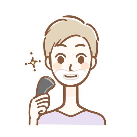 Illustration of a man shaving his beardのイラスト素材