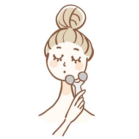 A woman using facial equipmentのイラスト素材