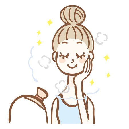 A woman using face steamerのイラスト素材