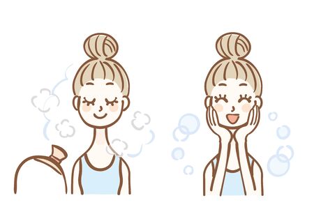 A woman using face steamerのイラスト素材
