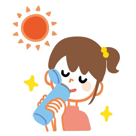 Illustration of a girl hydratingのイラスト素材
