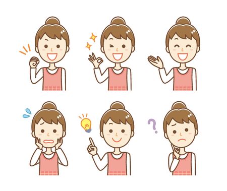 Female facial expression setのイラスト素材