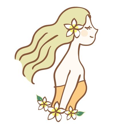 It is an image cut of a woman. It can be used as various images such as aroma oil, hair care, body cream etc.のイラスト素材