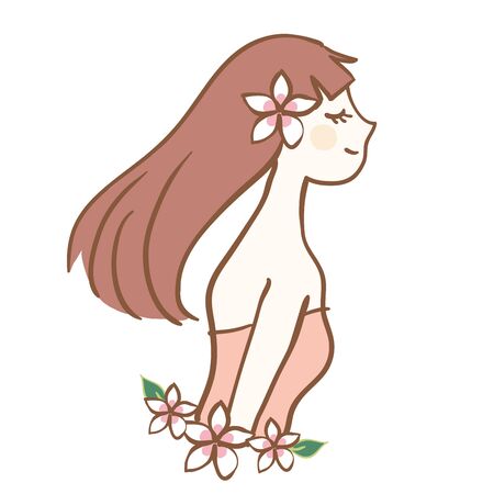 It is an image cut of a woman. It can be used as various images such as aroma oil, hair care, body cream etc.のイラスト素材