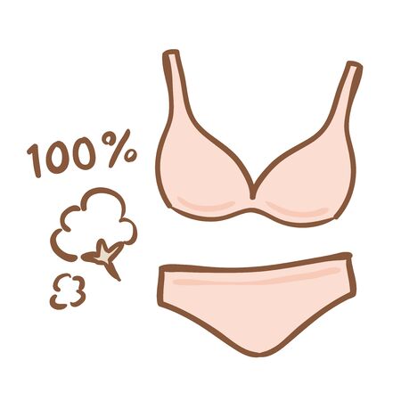 100% cotton women's lingerieのイラスト素材