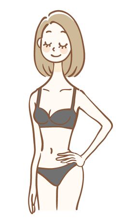 Illustration of a woman wearing black underwearのイラスト素材