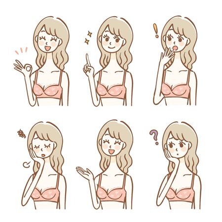 Illustration set of women wearing underwearのイラスト素材