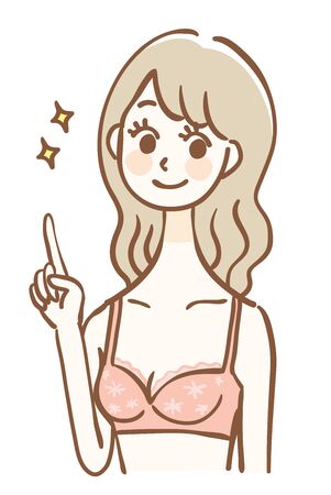 A woman wearing underwear explainsのイラスト素材