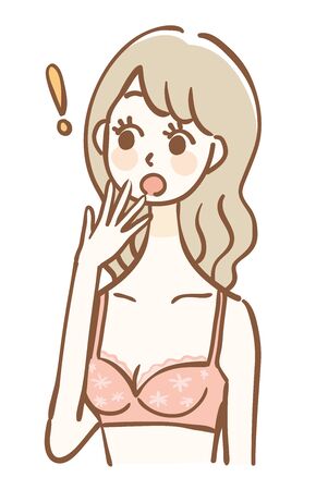 A woman wearing underwear is surprisedのイラスト素材