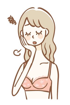 A woman wearing underwear is sighingのイラスト素材