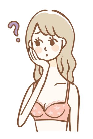 A woman wearing underwear has doubtsのイラスト素材