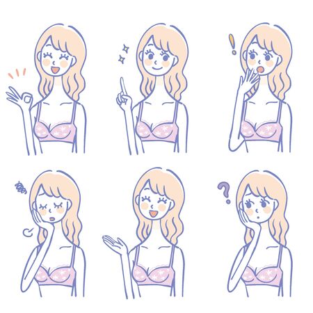 Underwear woman upper body setのイラスト素材