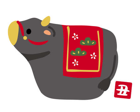 Illustration of a doll to decorate in the year of the oxのイラスト素材