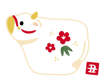 Illustration of a doll to decorate in the year of the oxのイラスト素材