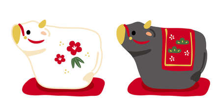 Illustration of a doll to decorate in the year of the oxのイラスト素材