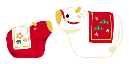 Illustration of a doll to decorate in the year of the oxのイラスト素材