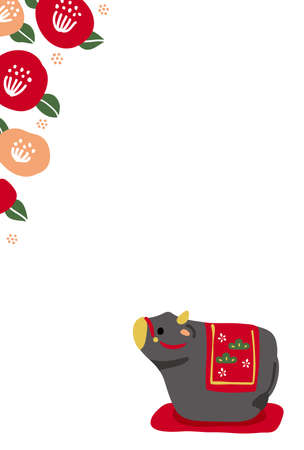 Japanese New Year card design template.I designed the illustration of the ox which is the zodiac.のイラスト素材