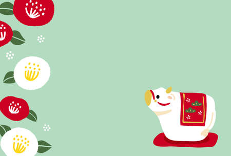 Japanese New Year card design template.I designed the illustration of the ox which is the zodiac.のイラスト素材