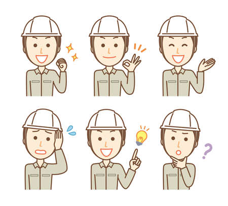 Worker facial expression setのイラスト素材